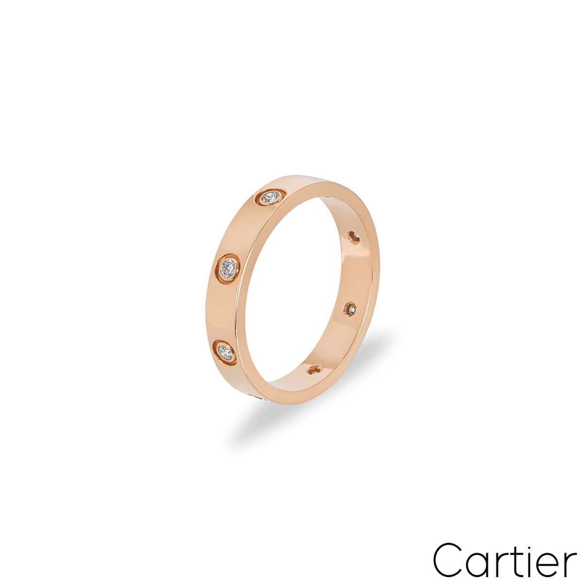 Cartier Rose Gold Full Diamond Love Wedding Band Size 58 B4050800